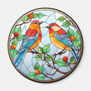 Sweet Stached Glass Bluebirds Magnet