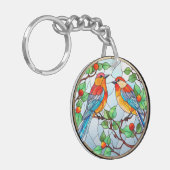 Sweet Stached Glass Bluebirds Schlüsselanhänger (Vorderseite links)