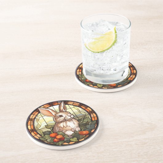 Sweet Stached Glass Bunny Rabbit Getränkeuntersetzer (Seite)