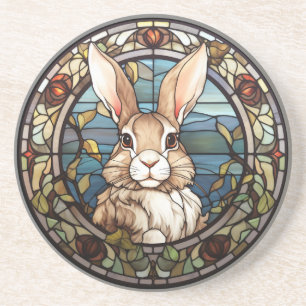 Sweet Stached Glass Bunny Rabbit Getränkeuntersetzer