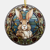 Sweet Stached Glass Bunny Rabbit Keramik Ornament (Vorne)