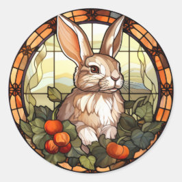 Sweet Stached Glass Bunny Rabbit Runder Aufkleber