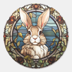 Sweet Stached Glass Bunny Rabbit Runder Aufkleber