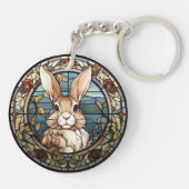 Sweet Stached Glass Bunny Rabbit Schlüsselanhänger (Rückseite)