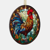 Sweet Stached Glass Chickens Rooster Keramik Ornament (Rechts)