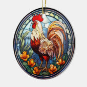 Sweet Stached Glass Chickens Rooster Keramik Ornament (Links)