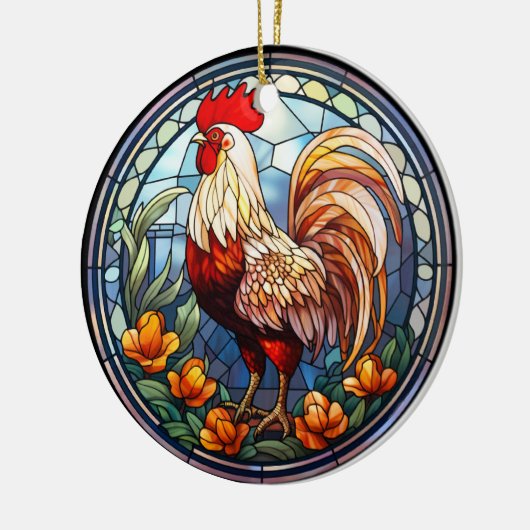 Sweet Stached Glass Chickens Rooster Keramik Ornament (Links)