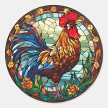 Sweet Stached Glass Chickens Rooster