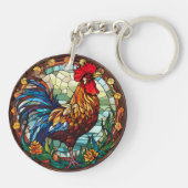 Sweet Stached Glass Chickens Rooster Schlüsselanhänger (Rückseite)