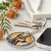 Sweet Stached Glass Doberman Pinscher Dog Schlüsselanhänger (Vorderseite rechts)