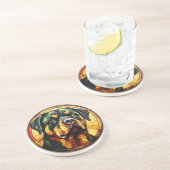 Sweet Stached Glass Dog Rottweiler Getränkeuntersetzer (Seite)