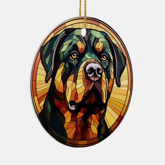 Sweet Stached Glass Dog Rottweiler Keramik Ornament (Rechts)