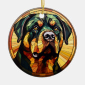 Sweet Stached Glass Dog Rottweiler Keramik Ornament (Vorne)
