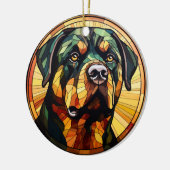 Sweet Stached Glass Dog Rottweiler Keramik Ornament (Links)