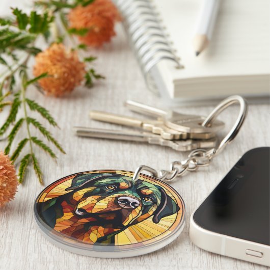 Sweet Stached Glass Dog Rottweiler Schlüsselanhänger (Vorderseite rechts)