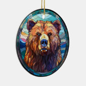 Sweet Stached Glass Grizzly Bär Keramik Ornament (Rechts)