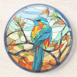 Sweet Stached Glass Kingfisher Bird Getränkeuntersetzer