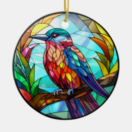 Sweet Stached Glass Kingfisher Bird Keramik Ornament