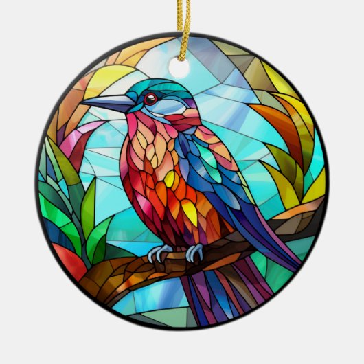 Sweet Stached Glass Kingfisher Bird Keramik Ornament (Vorne)