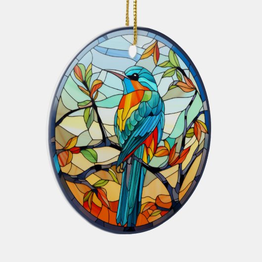 Sweet Stached Glass Kingfisher Bird Keramik Ornament (Rechts)