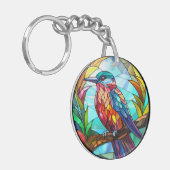 Sweet Stached Glass Kingfisher Bird Schlüsselanhänger (Vorderseite links)