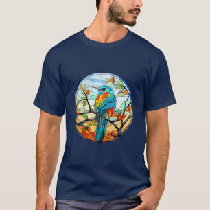 Sweet Stached Glass Kingfisher Bird T-Shirt