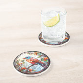 Sweet Stached Glass Kingfisher Getränkeuntersetzer (Seite)