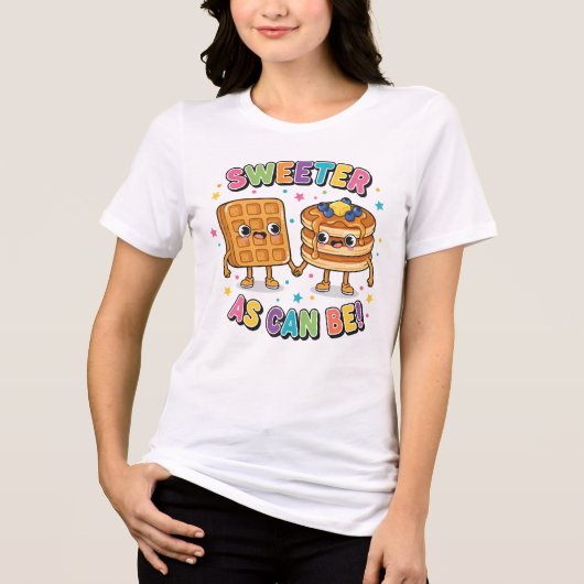 Sweet Stack Love – Pancake & Waffle Cartoon Tri-Blend Shirt (Vorderseite)