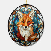 Sweet Stainted Glass Forest Fox Keramik Ornament (Links)