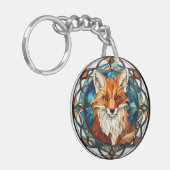 Sweet Stainted Glass Forest Fox Schlüsselanhänger (Vorderseite links)