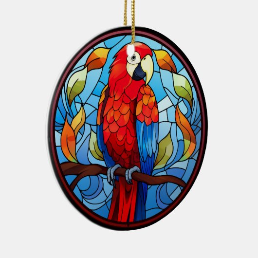 Sweet Stainted Glass Scarlet Macaw Parrot Bird Keramik Ornament (Rechts)