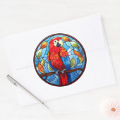 Sweet Stainted Glass Scarlet Macaw Parrot Bird Runder Aufkleber (Umschlag)