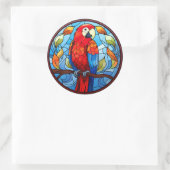 Sweet Stainted Glass Scarlet Macaw Parrot Bird Runder Aufkleber (Tasche)
