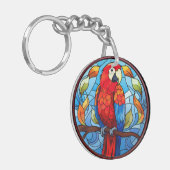 Sweet Stainted Glass Scarlet Macaw Parrot Bird Schlüsselanhänger (Vorderseite links)