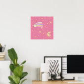 Sweet Stars and Moon on Pink Poster (Heimbüro)