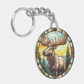 Sweet Stated Glass American Elch Elch Elch Elch Schlüsselanhänger (Vorderseite links)