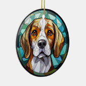 Sweet Stated Glass Beagle Hound Hund Keramik Ornament (Rechts)