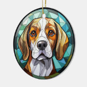 Sweet Stated Glass Beagle Hound Hund Keramik Ornament (Links)