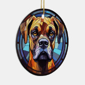 Sweet Stated Glass Boxer Dog Keramik Ornament (Rechts)