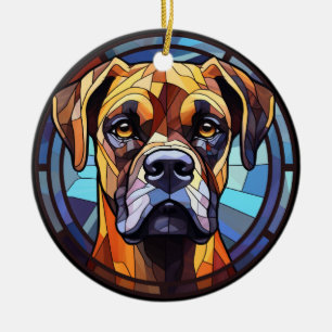 Sweet Stated Glass Boxer Dog Keramik Ornament