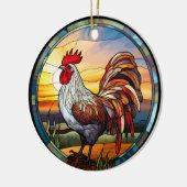 Sweet Stated Glass Chickens Rooster und Sunrise Keramik Ornament (Links)