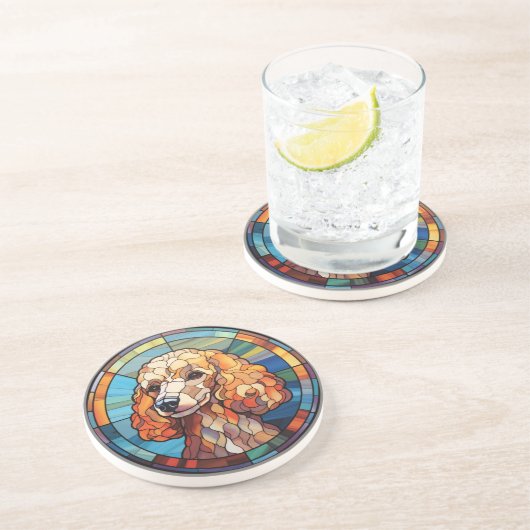 Sweet Stated Glass Dog Poodle Getränkeuntersetzer (Seite)