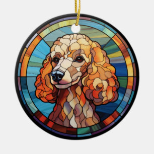 Sweet Stated Glass Dog Poodle Keramik Ornament