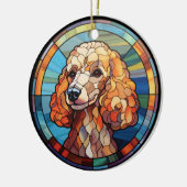 Sweet Stated Glass Dog Poodle Keramik Ornament (Links)