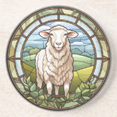 Sweet Stated Glass Farm Sheep Lamb Getränkeuntersetzer (Vorne)