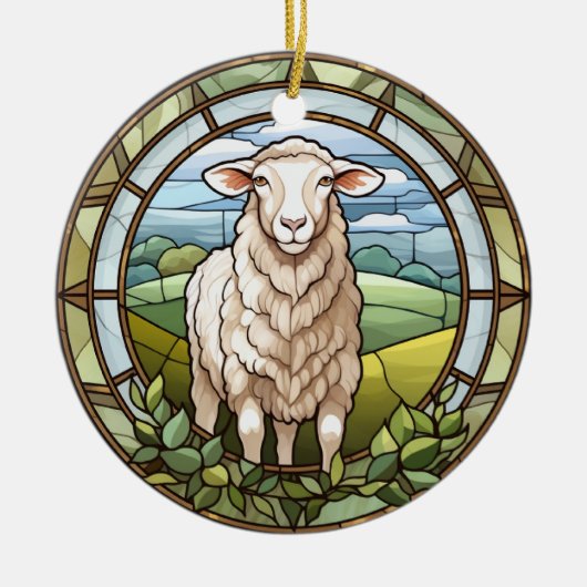Sweet Stated Glass Farm Sheep Lamb Keramik Ornament (Vorne)