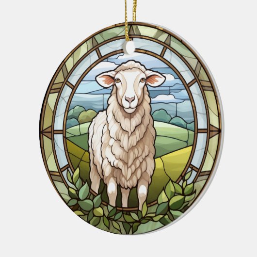 Sweet Stated Glass Farm Sheep Lamb Keramik Ornament (Links)