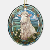 Sweet Stated Glass Farm Sheep Lamb Keramik Ornament (Links)
