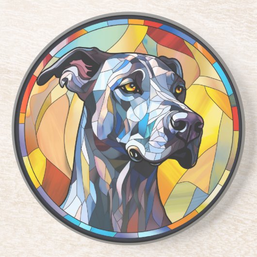 Sweet Stated Glass Great Dane Hund Getränkeuntersetzer (Vorne)