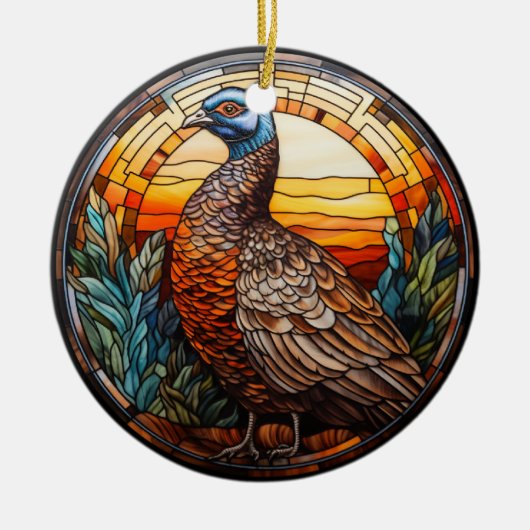 Sweet Stated Glass Pheasant Hen Keramik Ornament (Vorne)